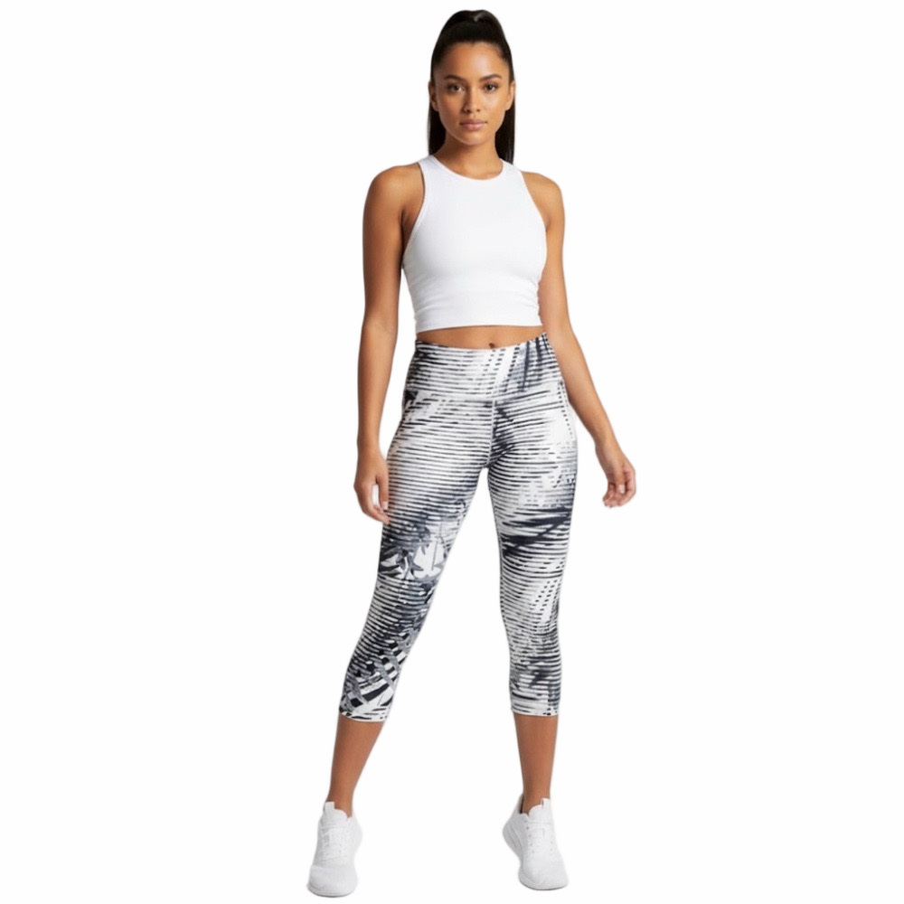 GAP High Waist Black White Pattern Design Legging Capri Woman Lady Medium